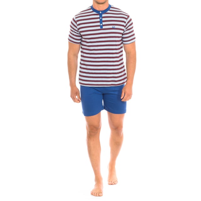 Short-sleeved pajamas and shorts.
 Round neckline with ribbed finish.
 Adjustable elastic waistband.
 One open back pocket.
 Seams seen in tone.
 Composition: 100% cotton
 Care:
Wash at maximum temperature 30º.
 Dry at low temperature.
 Do not use bleach.
 Do not iron.
 Do not dry clean.