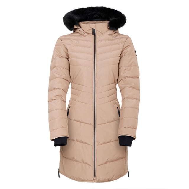 100% Polyester. Filling: Iloft Ecofill, Recycled. Design: Plain. Fabric Technology: Ared 10000, Breathable, DWR Finish, PFC Free, PFOA Free, PFOS Free, Showerproof, Thermal, Waterproof. High Warmth, Padded, Twin Zipped Slits. Neckline: Hooded. Sleeve-Type: Long-Sleeved. Hood Features: Adjustable, Detachable Faux Fur Trim. Length: Mid Length. Pockets: 2 Lower Pockets, Zip. Fastening: Two Way Zip. Sustainability: Made from Recycled Materials, Sustainable Materials. 6 UK: 30 in. 8 UK: 32 in. 10 UK: 34 in. 12 UK: 36 in. 14 UK: 38 in. 20 UK: 45 in. 18 UK: 43 in. 16 UK: 40 in.