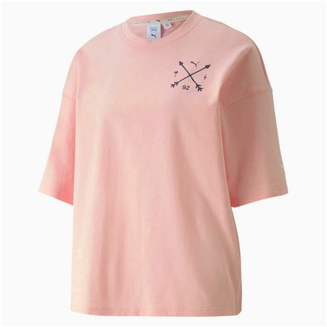 Puma x Selena Gomez Camiseta de manga corta con cuello redondo rosa para mujer 597015 02