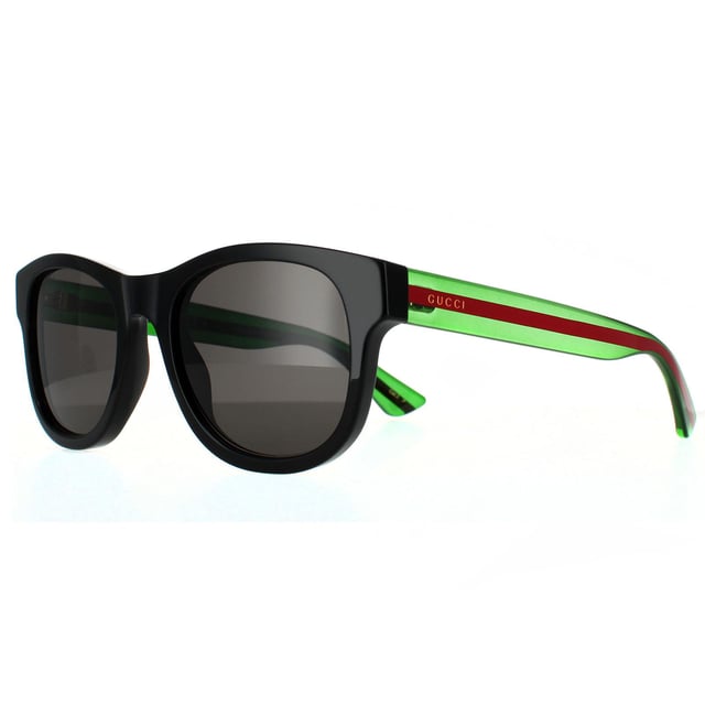 Gucci Rectangle Mens Black Green Grey Grey Sunglasses Gucci are a simple classy style with some versions featuring the Gucci striped colours down the arms of these classic D-frame sunglasses..