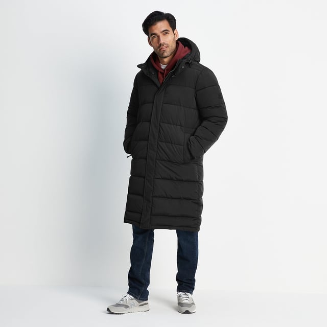 Langrick is a super stylish and functional men's padded jacket with a bit of added length, making it both a practical and on-trend option for colder months. Keeping you cosy with its padded baffles and full-length covered zip, as well as a high performance recycled insulated filling, this heavy men's jacket is perfect for low temperatures and high wind. Super robust, you can count on this jacket to deliver season after season, make it a great long-term addition to our existing outdoor kit. An insulated hood with adjustable toggles also ensures chilly wind is kept out as you explore the great outdoors.