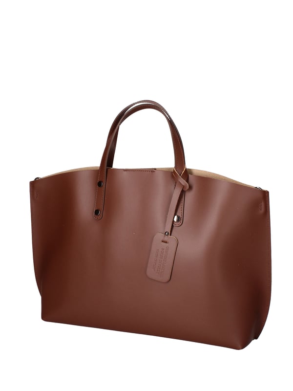 Bolso de mujeres con un solo compartimento sin forro en cuero Ruga genuino. Bolsa interna extraíble. Producto artesanal italiano. Hecho en Italia