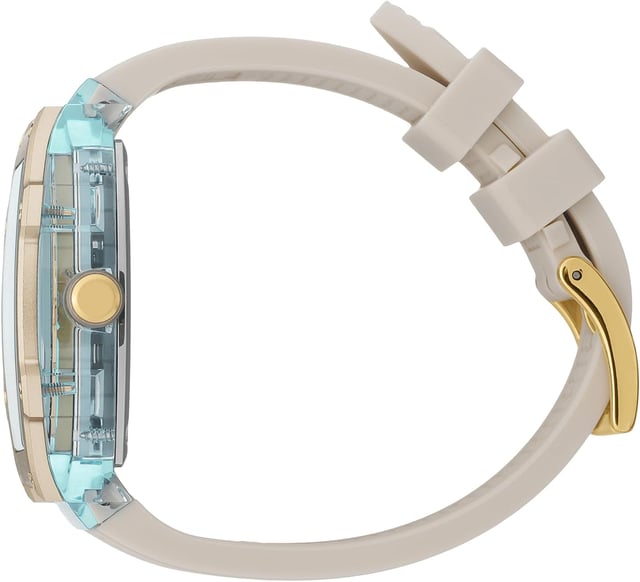 This Ice Watch Ice Boliday - Almond Skin Blue Analogue Watch for Women is the perfect timepiece to wear or to gift. It's Beige  Tonneau case combined with the comfortable Beige Silicone watch band will ensure you enjoy this stunning timepiece without any compromise. Operated by a high quality Quartz movement and water resistant to 5 bars, your watch will keep ticking. Discover the ICE Bolday - almond skin blue plastic. This Analogue watch has a  function: Luminous Hands and Luminous Numbers High quality 19 cm length and 19 mm width Beige Silicone strap with a Buckle Case measurement: 36 X 47 mm,case thickness: 12 mm, case colour: Beige and dial colour: Beige
