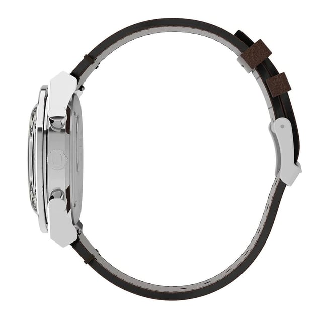 Diese Timex Q Diver Chronograph Uhr für Herren ist das perfekte Zeitmessgerät zum Tragen oder Verschenken. Das silberne 40 mm runde Gehäuse in Kombination mit dem komfortablen braunen Lederarmband sorgt dafür, dass Sie dieses beeindruckende Zeitmesser ohne Kompromisse genießen können. Angetrieben von einem hochwertigen Quarzwerk und wasserdicht bis 5 Bar, wird Ihre Uhr weiterhin ticken. Diese klassische Uhr vermittelt ein angenehmes Gefühl mit ihrem Lederband und ist perfekt für jeden Anlass - die Uhr hat eine Kalenderfunktion: Datum, Stoppuhr, 24-Stunden-Anzeige, Tachymeter. Hochwertiges braunes Lederband mit einer Länge von 21 cm und einer Breite von 22 mm, mit einer Schnalle. Gehäusedurchmesser: 40 mm, Gehäusehöhe: 14 mm, Gehäusefarbe: Silber und Zifferblattfarbe: Beige.