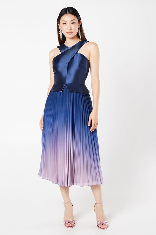 Pleated blue ombre skirt outlet