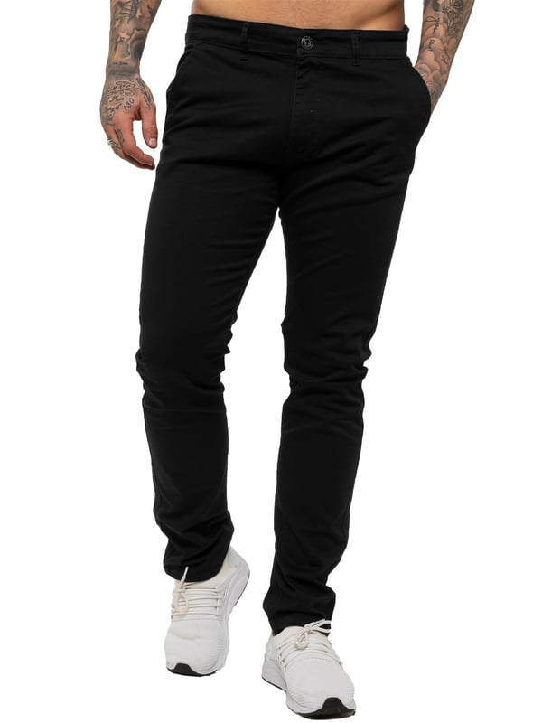 Enzo Mens Designer Skinny Stretch Chinos. Coupe slim stretch. 2 poches avant, 2 poches arrière. Braguette zippée