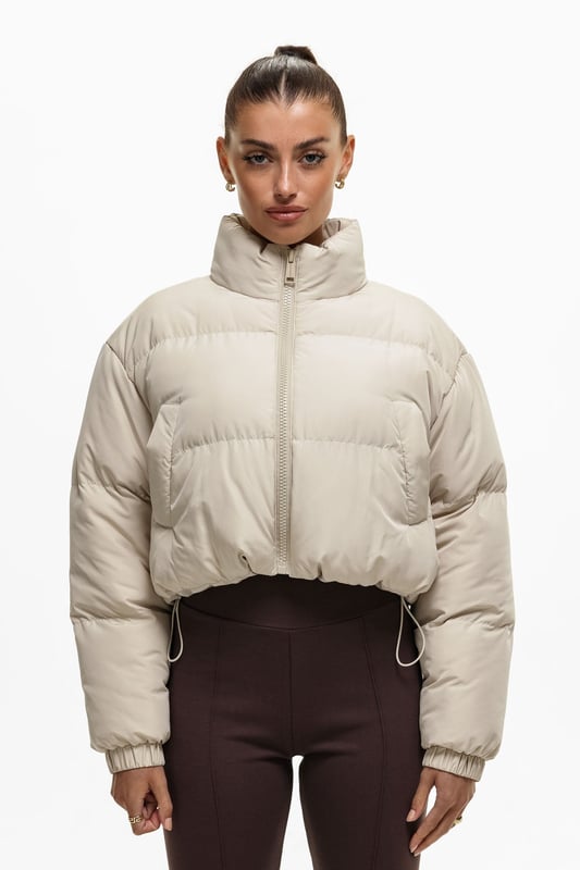 Stone cropped puffer outlet jacket