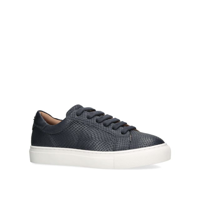 The KGL Dulwich sneaker is crafted from a navy snake effect leather with classic lace up front. The sock is padded with soft memory foam and the sneaker features a textile lining making it great for everyday wear.  The ankle is finished with metallic snake embossed panels featuring the gold KGL stud.