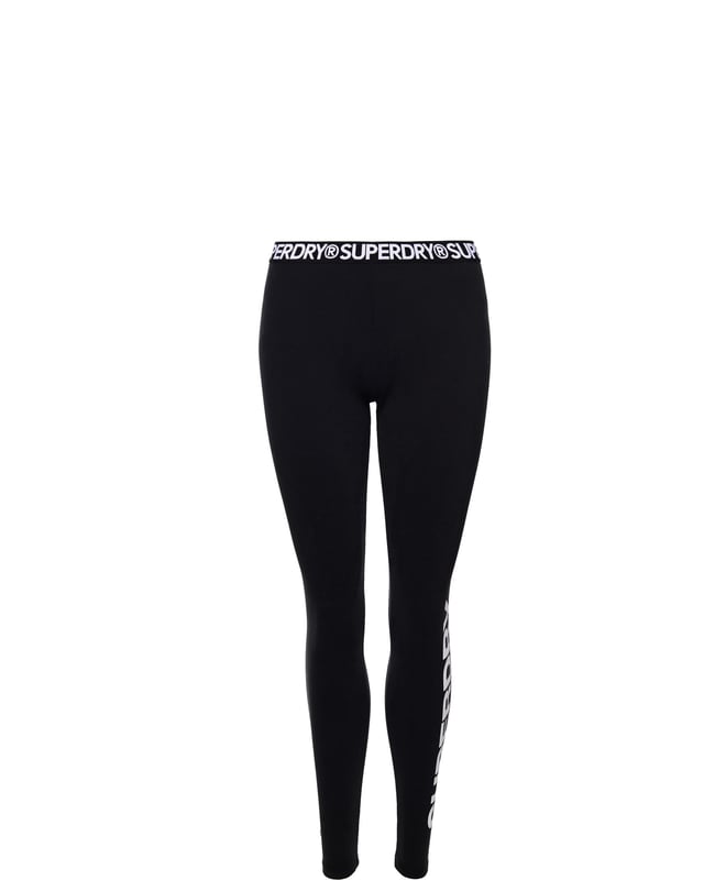 Superdry Damen Leggings mit Logo und elastischem Bund Leggings Superdry Logo elastisch Damen Schwarz Baumwolle. Authentisches Kleidungsstück der Marke Superdry - Streetwear/Sportswear-Design von Superdry - Superdry für Damen, perfekt für den Alltag - Die schwarzen Superdry Leggings passen hervorragend zu Ihrer Garderobe - bequeme Baumwollmaterial - klassisch - elastisches Logo -