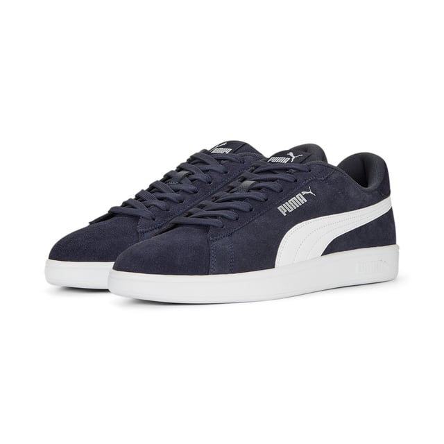 PRODUCT STORY: The tennis-inspired Smash is back and better than ever, featuring its classic silhouette, with long, clean lines, and an updated padded collar and sockliner. FEATURES & BENEFITS: LWG: The leather sourced in this product comes from environmentally responsible leather manufacturing and is audited and certified via the Leather Working Group protocol; SOFTFOAM+: Step-in comfort sockliner designed to provide soft cushioning thanks to its extra thick heel.DETAILS: Suede upper; Updated eyestay design; Stitched-through and padded collar; Lace closure for a snug fit; PUMA No. 1 Logo on tongue; PUMA No. 2 Logo on quarter; PUMA Formstrip on medial and lateral sides; PUMA Cat Logo on heel; Lining: Textile; Outsole: Rubber; Upper: Leather; Sockliner: Textile.