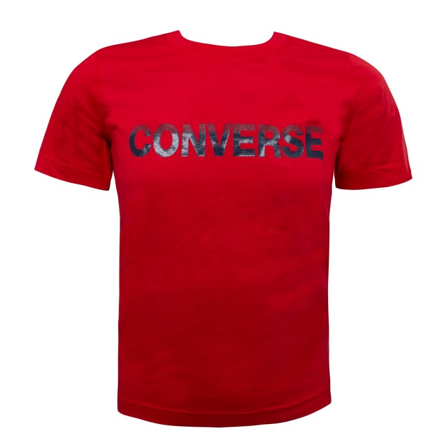 Converse t shirt kids red hot sale