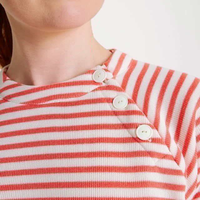 Material: 100% Polyester. Fabric: Fleece. Design: Striped. 3 Button Placket. Fabric Technology: Insulating, Lightweight. Hem: Split. Neckline: Crew Neck. Sleeve-Type: Long-Sleeved. Fastening: Button. Sustainability: Made from Recycled Materials.