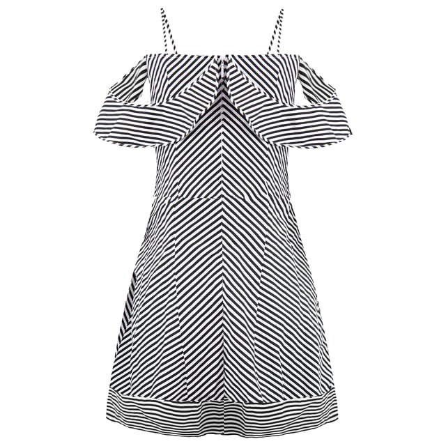 Armani Exchange Negro Blanco Vestido Corto a Rayas 3GYA61 YNKHZ 6200