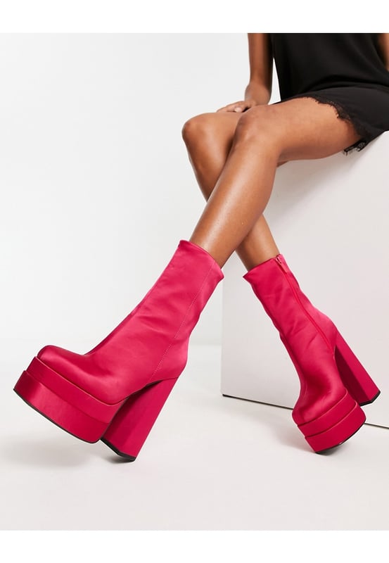 Pink satin boots top