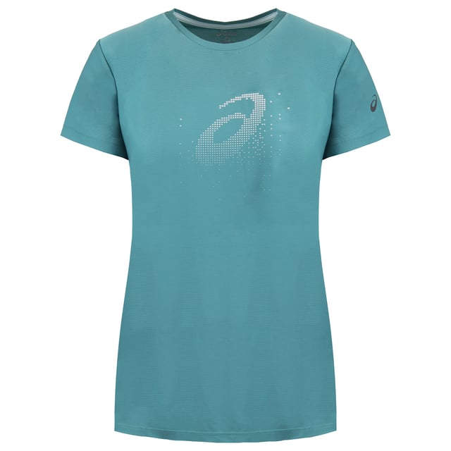 Asics Logo Womens Teal T-Shirt Asics Graphic Logo Short Sleeve Crew Neck Blue Womens T-Shirt 134105 8148