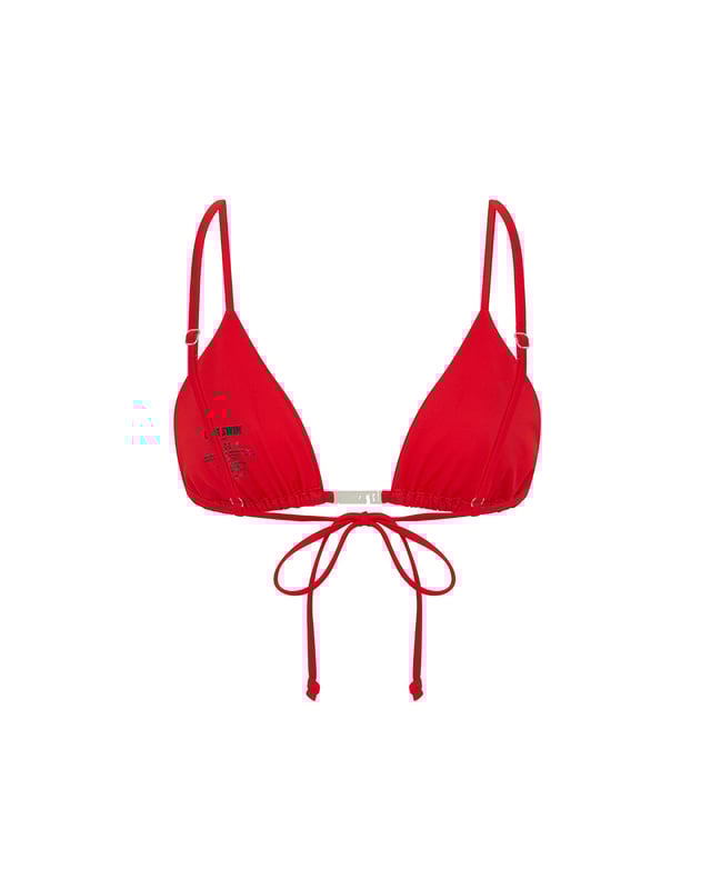 Our LET'S SWIM logo takes centre stage on this bikini top. Crafted from sustainable materials and in our very own Danger Red colourway, this piece is made for ocean lovers. All you need to do is adjust the straps to your fit and the sea is yours. Mix and match colours and pair with the black ruched bikini bottom for full impact.