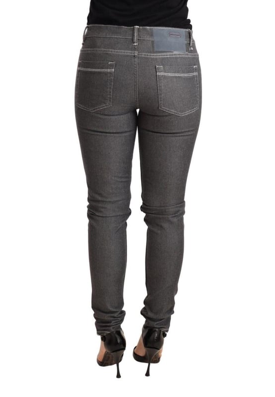 100% Authentic ACHT Jeans crafted from cotton
  Slim fit cut with zipper and button closure
  Material: Cotton
  Color: Gray
  Model: Mid Waist Skinny Denim
  Zipper closure
  Logo details