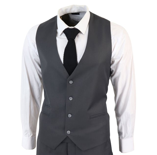 Indulge in Classic and Elegant Design with this men's 3-piece suit, featuring a timeless Charcoal color ideal for formal occasions. Product Design Bullet Points:  
Versatile Formal Attire: Suitable for weddings, business events, or special occasions, ensuring a sharp and well-dressed look.
 
Complete 3-Piece Set: Includes a jacket, vest, and trousers for a polished and coordinated outfit.
 
Premium Material: Crafted from high-quality materials for comfort and durability.
 
Tailored Fit: Offers a tailored fit that complements your body shape, enhancing your appearance and confidence.
 
Timeless Charcoal Color: Perfect for a classic and sophisticated look, suitable for various formal settings.  Made from a blend of 65% Polyester and 35% Viscose for a comfortable and stylish finishSizes	Jacket & Trouser Size
36R :	36" (Chest) 30" (Waist)
38R :	38" (Chest) 32" (Waist)
40R :	40" (Chest) 34" (Waist)
42R : 	42" (Chest) 36" (Waist)
44R :	44" (Chest) 38" (Waist)
46R : 	46" (Chest) 40" (Waist)
48R :	48" (Chest) 42" (Waist)
50R :	50" (Chest) 44" (Waist)
52R :	52" (Chest) 46" (Waist)
54R :	54" (Chest) 48" (Waist)