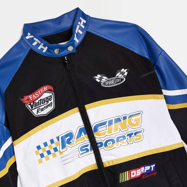 Motocross badge design, Colour blocking, Long sleeve, Elasticated hem