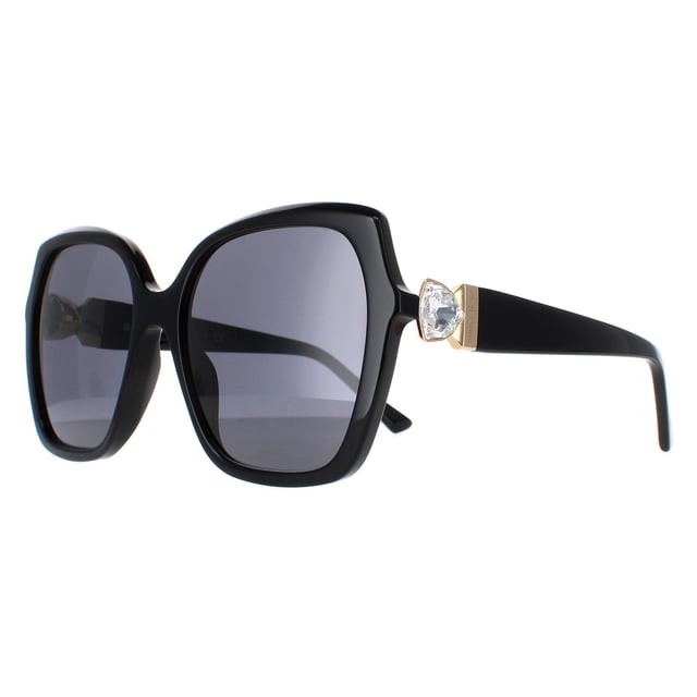 Jimmy Choo Square Womens Black Grey Blue MANON/G/S  Sunglasses are a stylish square frame, enhancing your facial features while providing optimal sun protection. The high-quality acetate material used in their construction ensure durability and comfort, making them the ideal companion for both everyday wear and special occasions. The Jimmy Choo logo features on the slender temples for brand authenticity.