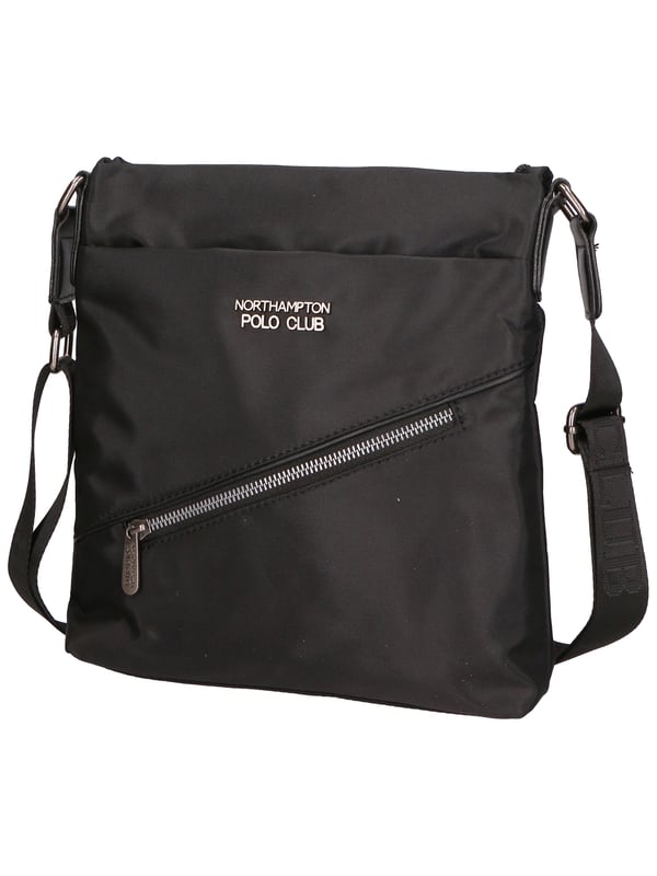 Northampton polo club Bolso de hombro mensajero para hombres de nylon con detalles de cuero PU de un solo compartimento. Producto vegano.