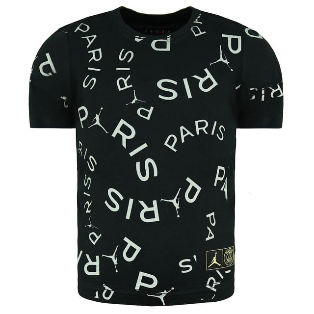 Nike Jordan Paris Sleeve Crew Neck Black/White Kids Printed T-Shirt DD9755 010