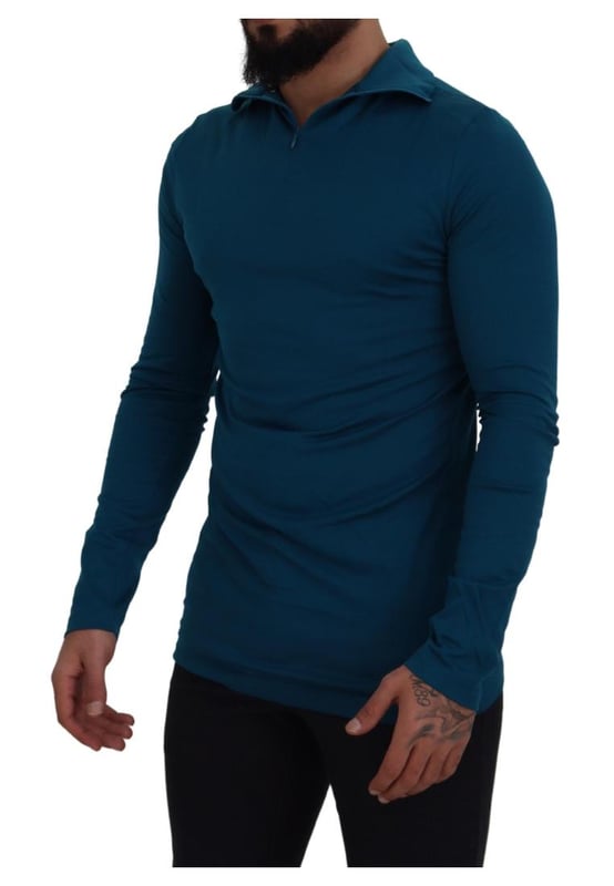 100% Authentic Dolce \\u0026 Gabbana Collared pullover sweater.\\n  Brand new with tags.\\n  Model: Collared pullover sweater.\\n  Colour: Blue.\\n  Logo details.\\n  Made in Italy.\\n  Material: 100% Cotton.