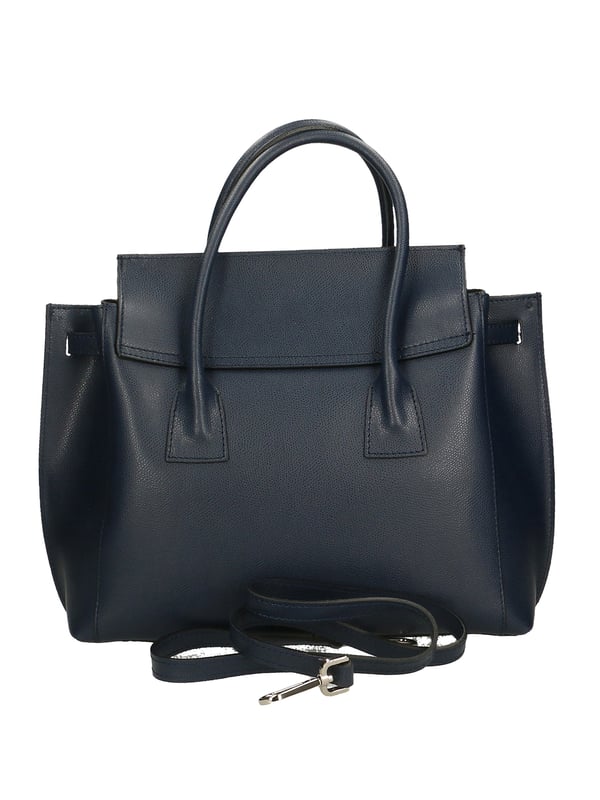 Bolso de mano de mujer en piel con cierre basculante con giratorio. Equipado con bandolera extraíble. Producto artesanal italiano. Hecho en Italia.