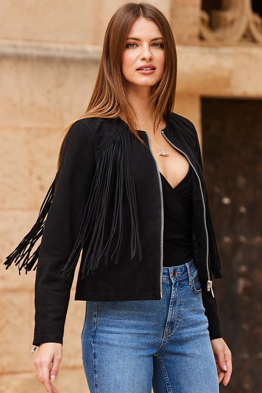 Black Suede Fringed Jacket