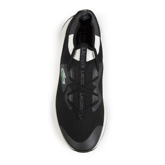 Lacoste Run Spin Trainers Women's Black Lacoste Run Spin Lace-up Trainers With Embroidered Logo Branding, Ghillie Eyelets And Breathable Nylon Uppers. These Ladies' Performance Sneakers Have Branded Taped Detailing On The Heel And Tongue, A Ortholite® Performance Insole, Textile Lining And Contrasting White Rubber Sole.