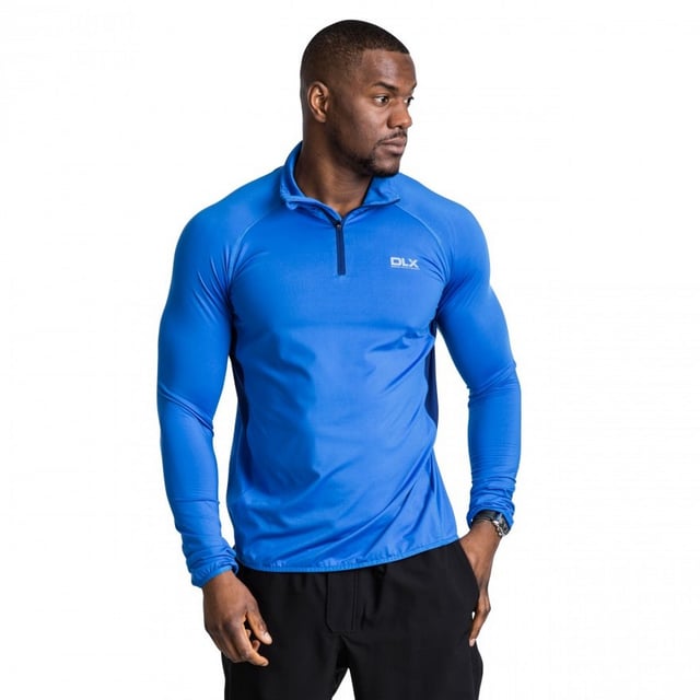 1/2 zip neck. Long sleeves. Contrast underarm panels. Stretch binding at hem and cuffs. Quick dry. 80% Polyester/20% Elastane. Trespass Mens Chest Sizing (approx): S - 35-37in/89-94cm, M - 38-40in/96.5-101.5cm, L - 41-43in/104-109cm, XL - 44-46in/111.5-117cm, XXL - 46-48in/117-122cm, 3XL - 48-50in/122-127cm.