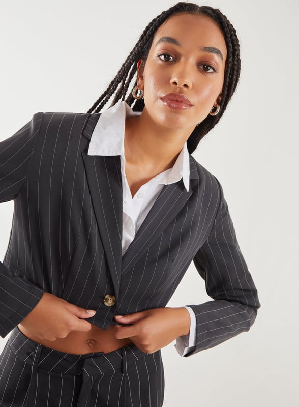 Pinstripe Cropped Blazer