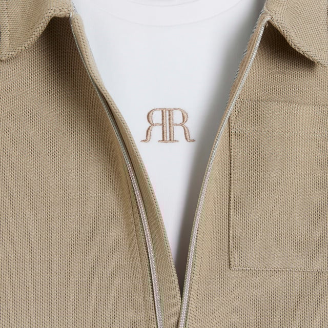 River Island Boys Harrington Jacket 3 Piece Set Stone Zip Up