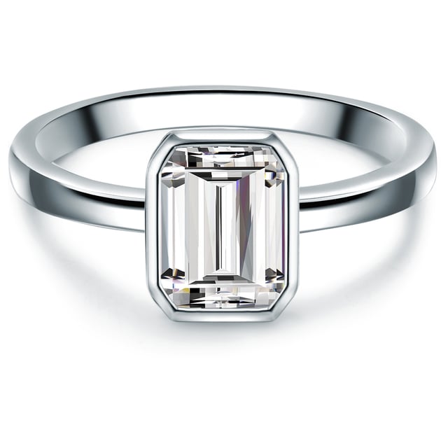 Are you looking for an exquisite engagement ring? This solitary ring of the 1934 label guarantees an enthusiastic "yes" of her loved ones! The opulent, angular zirconia crystal in emerald cut becomes a mysteriously sparkling eyecatcher on a deliberately minimalist-sided ring rail. A rhodium -off protects the ring made of high -glossly polished 925 silver from starting. A stylish accessory that is not only an affordable alternative to expensive diamond rings, but is also often worn after the wedding!