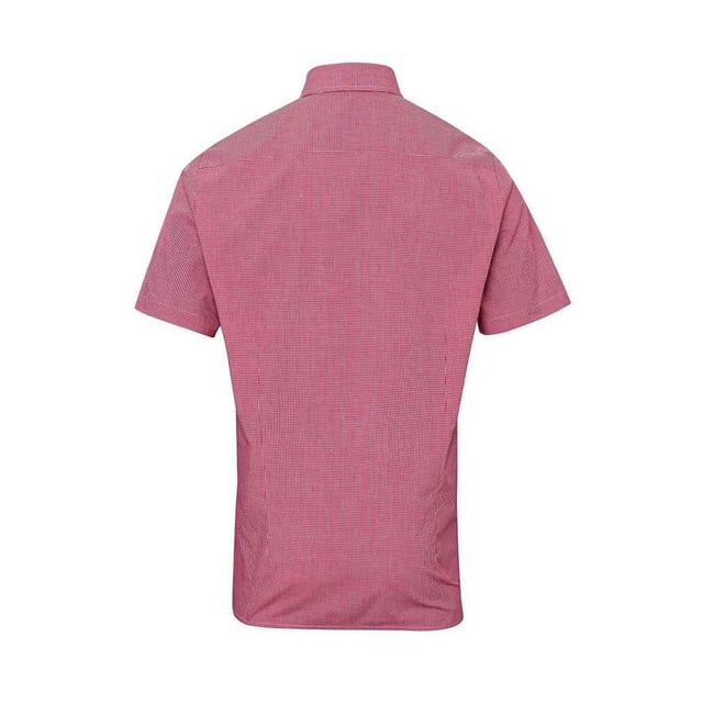 100% Cotton. Fabric: Poplin, Yarn Dyed. Design: Gingham. Hem: Curved. Sleeve-Type: Short-Sleeved. Neckline: Soft Touch, Turn Down Collar. Clear Buttons. Fit: Semi-Fitted. 115gsm. Sustainability: Amfori, BSCI, REACH, Sedex, WRAP Certified.