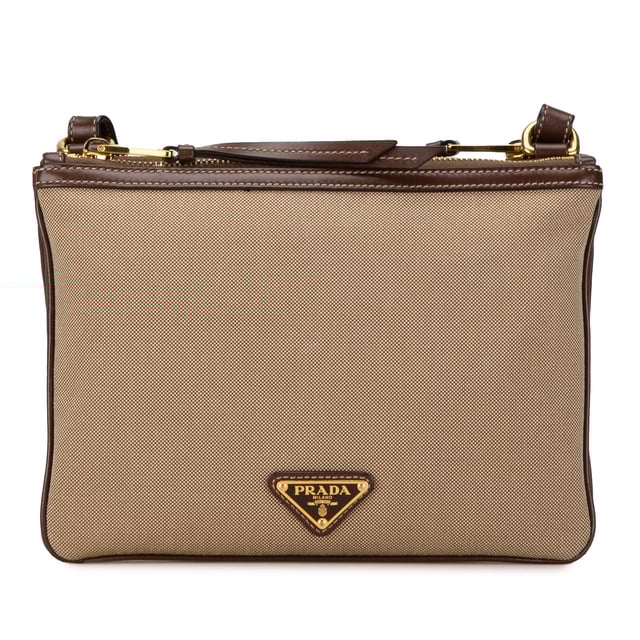 Prada double zipper crossbody best sale