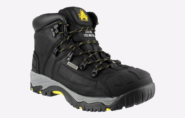 The AS803 Broad extra wide EE fit waterproof safety boot has an impressive fit being built on an extra-wide last. An anatomically moulded extra-wide steel toe cap provides an exceptionally roomy toe box area.
- Extra wide EE fit waterproof safety boot- Water resistant crazy horse leather upper- Internal DRI BLOC waterproof breathable membrane- Anatomically moulded extra wide steel toe cap- Wide and roomy toe box area- Removable PU footbed- Anti penetration steel midsole- Moulded rubber toe and heel guard- Cushioning phylon midsole combined- Hardwearing slip resistant rubber outsole in antistatic construction- Heat resistant outsole to 300 degrees