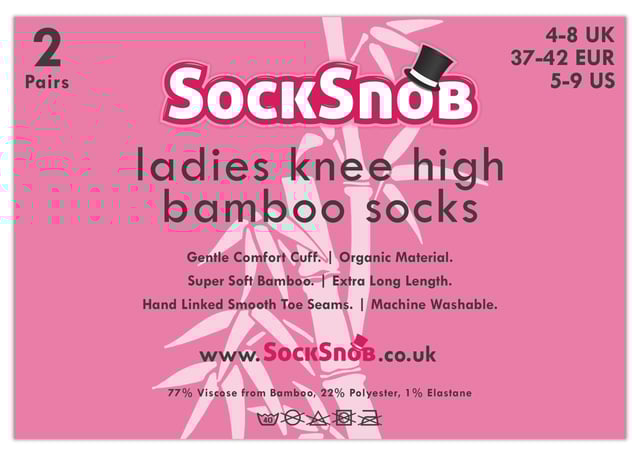 Gönnen Sie Ihren Füßen diese tollen langen Socken aus natürlichem Bambusmaterial! Diese weichen und geschmeidigen Socken sind außerdem sehr hautfreundlich und gesund. Bambusmaterialien helfen dem Träger, die Füße den ganzen Tag über angenehm frisch zu halten. Dank der hohlen Struktur der Fasern ist Bambus ein sehr saugfähiges Material. Das bedeutet, dass Bambus Feuchtigkeit und Schweiß effektiv von der Haut wegtransportiert. Bambussocken sind atmungsaktiv und bis zu viermal saugfähiger als Baumwollsocken. Das seidig-weiche Bambusmischgewebe hat antibakterielle Eigenschaften, die Gerüchen und Pilzbildung entgegenwirken. Diese Socken haben auch eine natürliche Wärmeregulierung für warme Beine und Füße, die zur Aufrechterhaltung und Regulierung der normalen Körpertemperatur beiträgt. Sie verfügen außerdem über glatte, handgekettelte Zehennähte für zusätzlichen Komfort. Egal, ob Sie sich zu Hause entspannen oder im Büro arbeiten, diese Bambussocken bringen Sie dank ihrer effektiven feuchtigkeitsableitenden und atmungsaktiven Eigenschaften gut durch den Tag. Die Socken verfügen über elastische Komfortbündchen, damit sich Ihre Beine beim Tragen dieser weichen Socken wohlfühlen. Bambussocken sind von Natur aus hypoallergen und antibakteriell. Diese Socken werden in einer Packung mit 2 Paaren geliefert und sind in den Farben Schwarz, Navy und Deep Fuchsia erhältlich. Diese Socken sind in den Größen 4-7 UK, 37-42 EU, 5-8 US erhältlich.