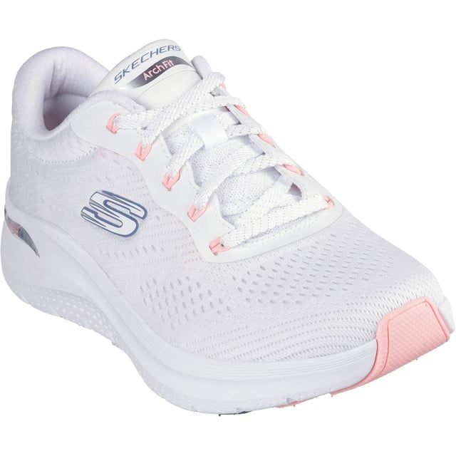 All-day comfort and support combine in Skechers Arch Fit 2.0 - Big League. This lace-up vegan design features an engineered mesh upper with a removable Arch Fit insole and a cushioned midsole.
