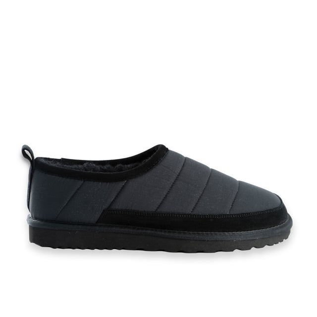 Padded mesh slip on. On trend to be worn inside or out. Mesh padded upper. Sheepkin wool lining. Sheepking wool insole. EVA/Rubber outsole makes it lightweight and durable.