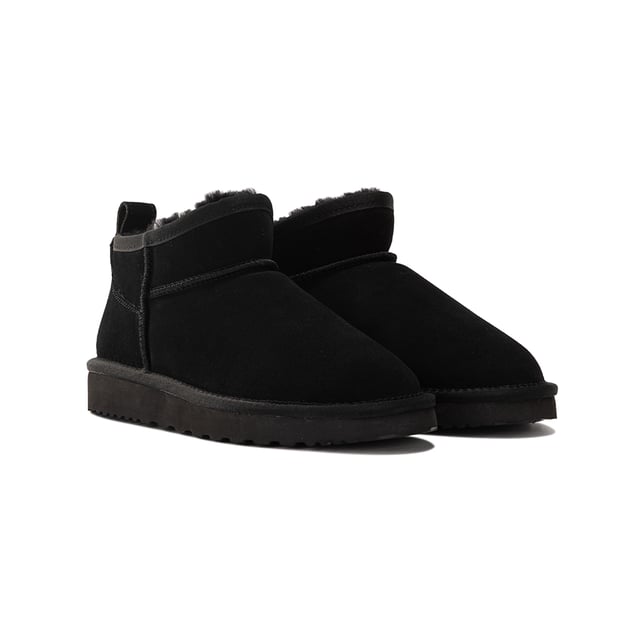Aus Wooli Australia Stivali Alti In Pelle Di Pecora Con Cerniera, Unisex, Impermeabili, Fodera In Lana, Nero, Taglia 38 EU