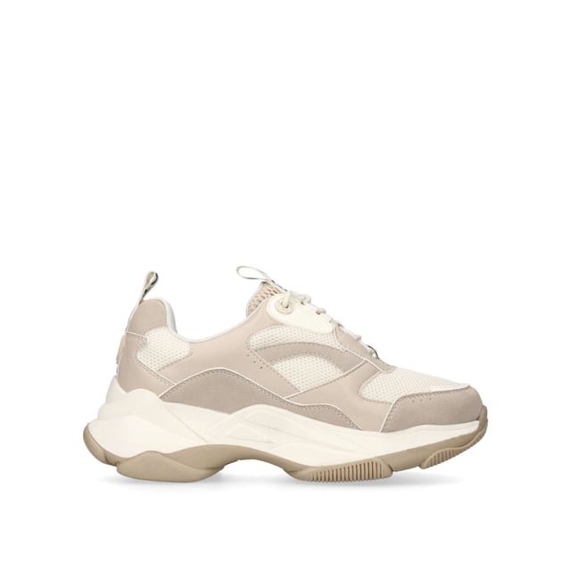 The KG Kurt Geiger Lilac Lace Up trainer features a neutral upper with breathable mesh. The front laces up with two KG Kurt Geiger branded tabs at the ankle.