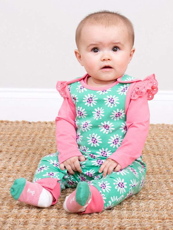 90% organic cotton 8% polyamide 2% elastane | Proud to be certified to the Global Organic Textile Standard (GOTS) | Pink ladybird and green spot designs | Two pack | Turn down tops | Made in Turkey | Machine washable at 40 degrees, or at 30 degrees to be kinder to the planet