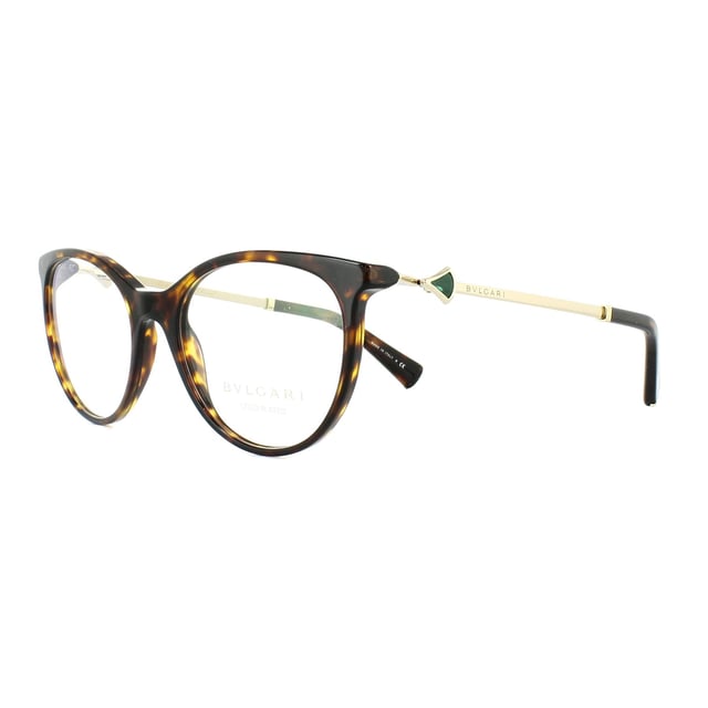 Bvlgari 4149kb 5193 glasses have a dark havana frame and are made of metal and plastic. They have a round shape and are designed for women.