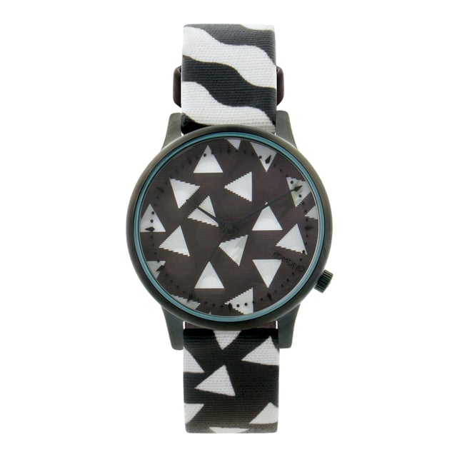 Komono KOM-W2403 - Damenuhr Quarz aus Edelstahl• Material: Edelstahl• Glas: Mineral• Armband: Stoff• Farbe: Schwarz• Wasserbeständigkeit: 30 m (3 ATM)• Gehäusegröße: 36 mm