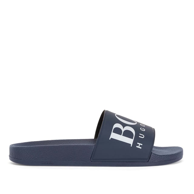 Men's Boss Solar Slide Logo Sandals in Dark Blue