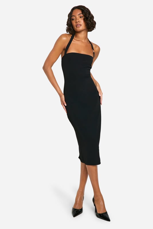 Tall Halter Strap Detail Bodycon Midi Dress