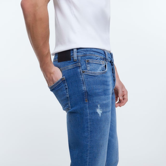 River Island Mens Jeans Blue Slim Fit Ripped Istanbul Pants