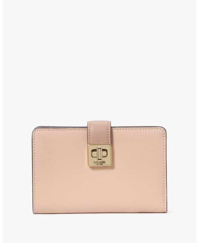 This Medium Wallet Holds All Your Credit Cards, Bills, Loose Change, I.D., Receipts, Tickets…And It Won't Take Up All The Space In Your Bag., Phoebe Colorblock Refined Grain Leather Turnlock Medium Wallet, On Hardware,  Length: 2.54 Cm,  Width: 14.22 Cm,  Height: 9.14 Cm