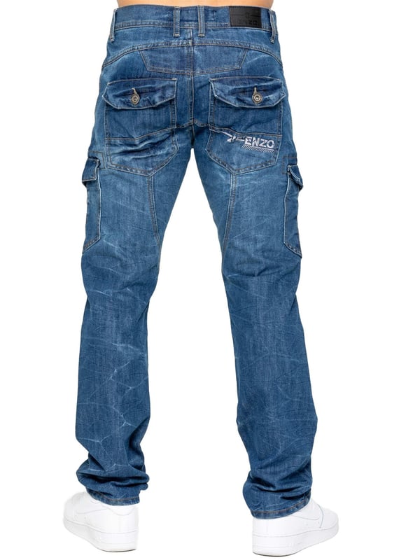 Experience timeless appeal with Enzo Mens Straight Leg Designer Jeans. Made from durable cotton blend denim, offering style and functionality with multiple pockets for all your essentials. Flattering fit for all body shapes with button fly, branded stitching, and PU waist tag for added sophistication. Versatile for any occasion with branded buttons, rivets, and embroidered Enzo logo on back pocket. Must-have for your wardrobe! 30L is Short Leg, 32L is Regular Leg, 34L is Long Leg